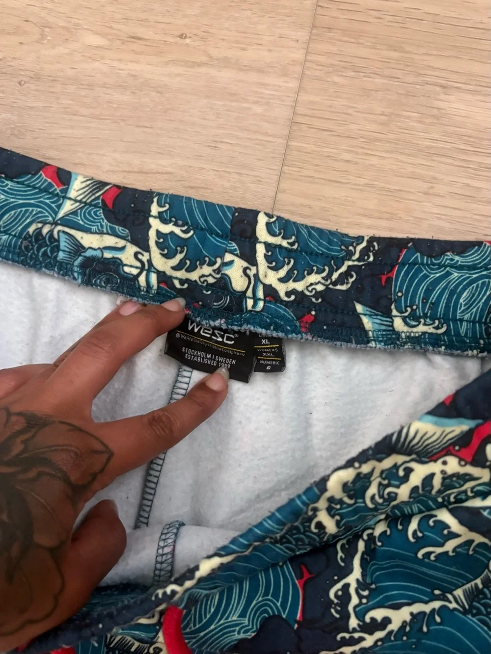 WESC Zack Koi Fish Wave Print Swim Trunks Size XXL
